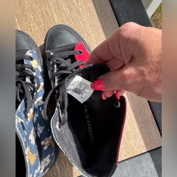 Converse Black and Red High-Top Sneakers with Dog Print - Picture 7 of 8